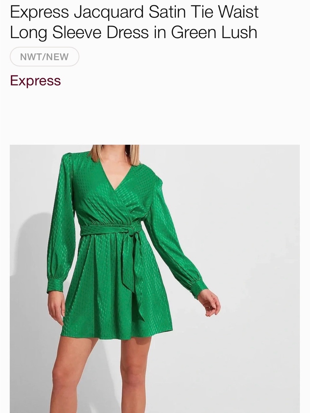 Express Emerald Green Satin Wrap Midi Dress